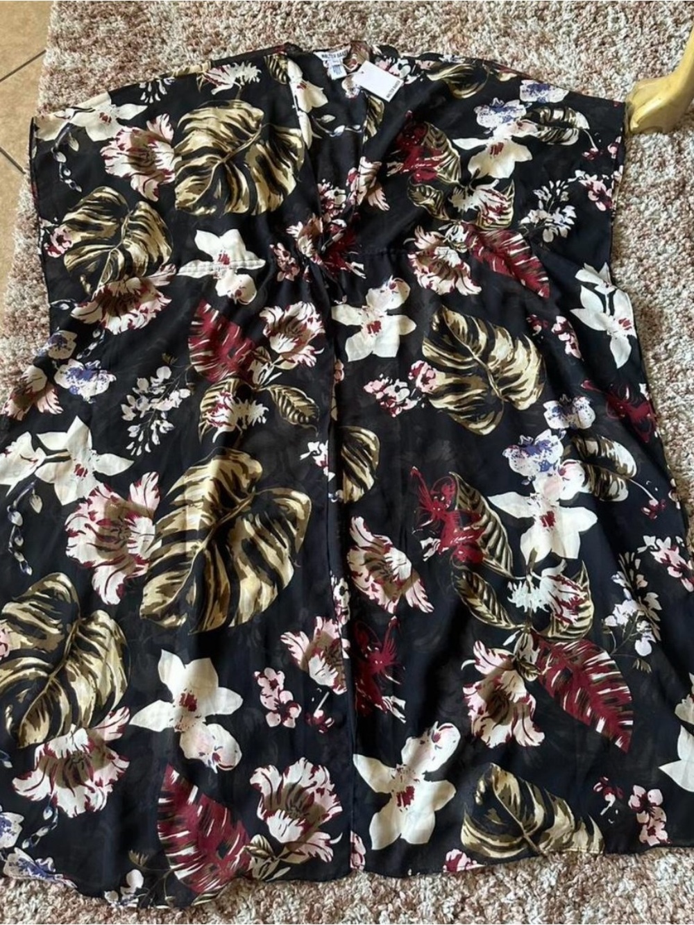 Walter Baker Black Tulum tropical print caftan